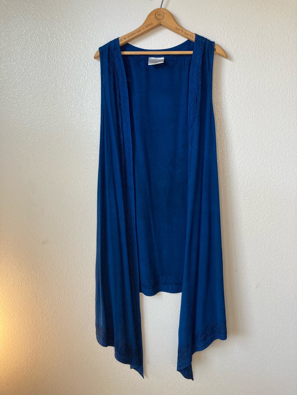 Holy Clothing embroidered long open vest renaissance jewel tone boho sz 3X